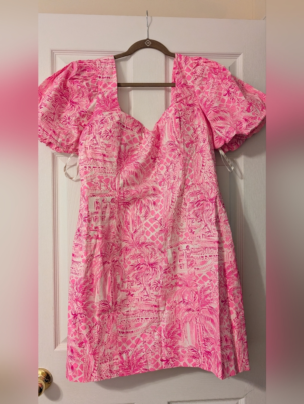 Lilly Pulitzer Merian Dress Pink Blossom Palm Beach Paradise Size 16 - Picture 2 of 14